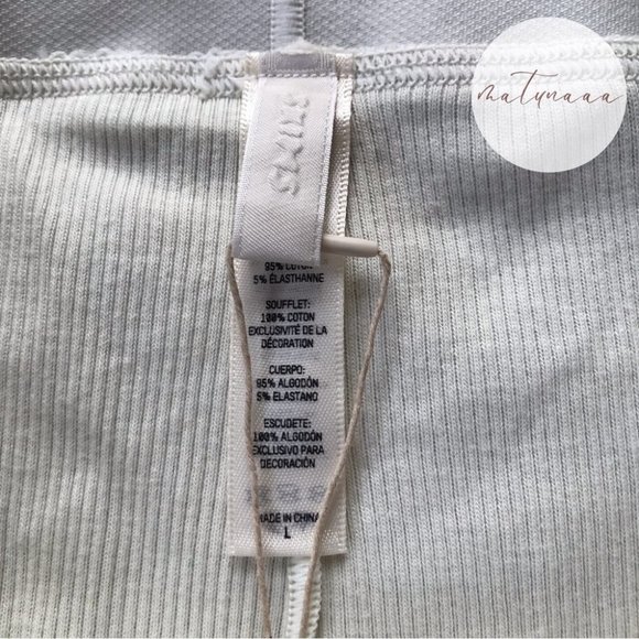 Skims Cotton Rib Boxer in Bone L - Picture 2 of 3